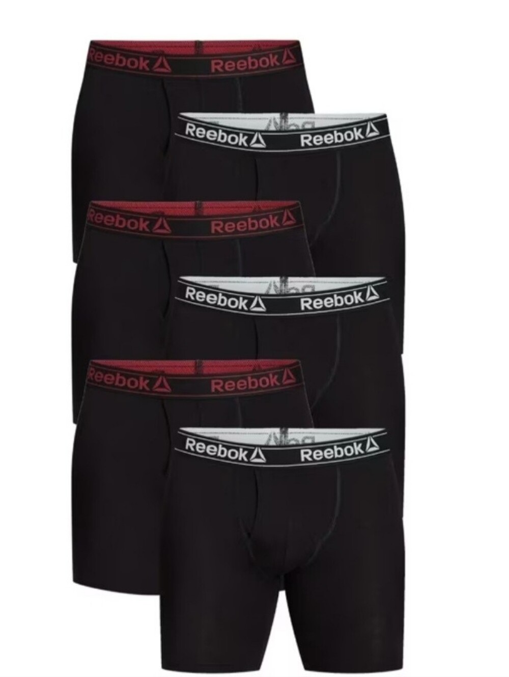 New Reebok Black Boxer Briefs 4-Pack with Red and White Waistbands Size Medium